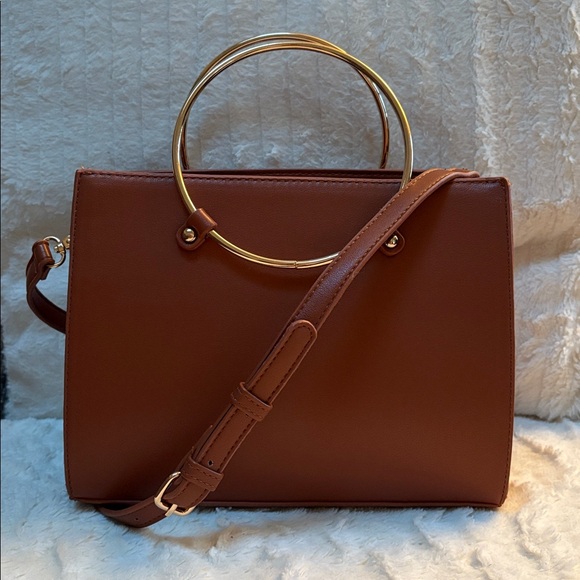 Forever 21 Handbags - Brown Faux Leather O-Ring Satchel